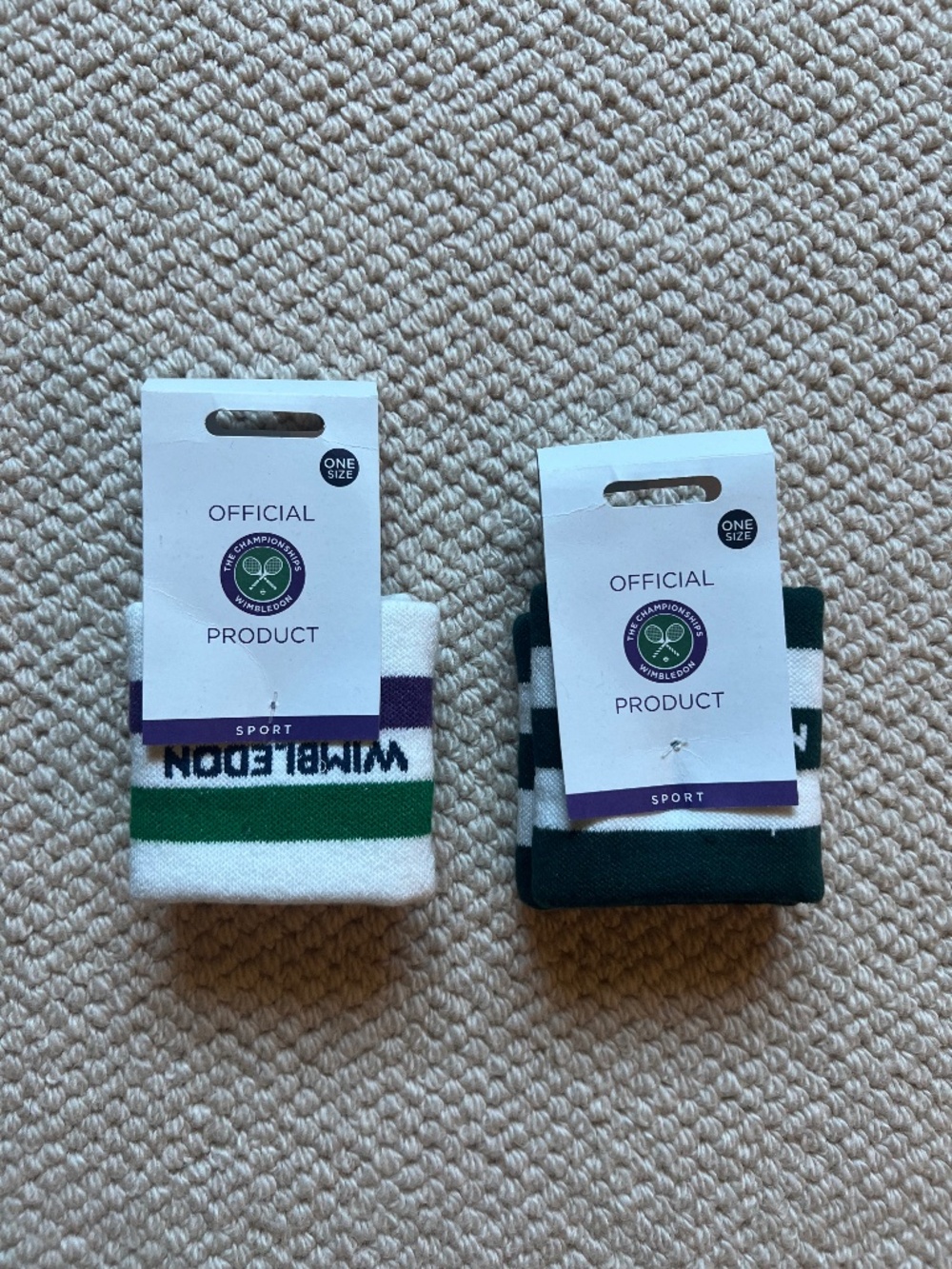 0029 Wimbledon sweatbands twin pack white/ green one size